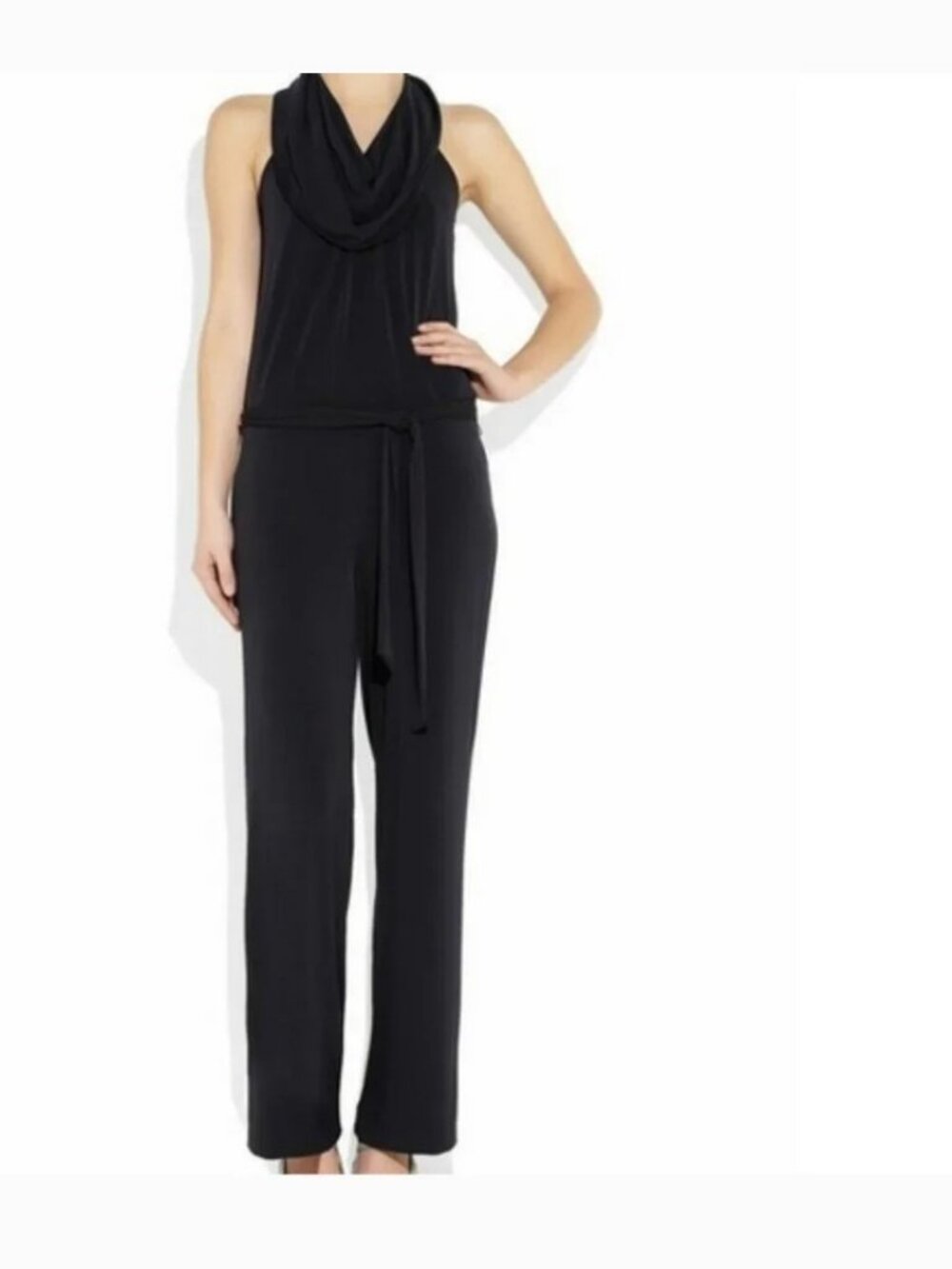 Michael Kors Black Cowl Neck Racerback Jumpsuit